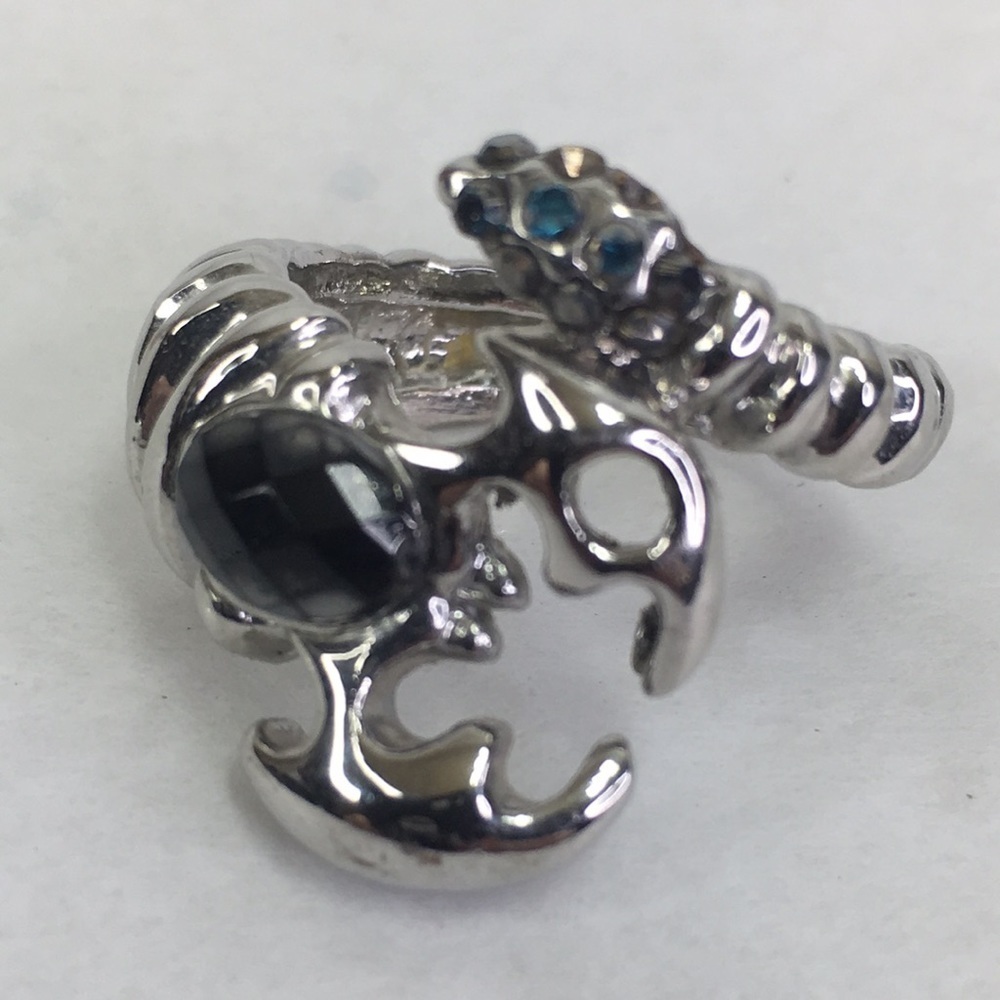 Scorpio silver tone ring with crystals size 8.5